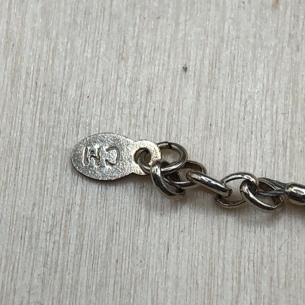 Vintage rice pearls heart charm sterling silver 925 bracelet.